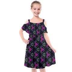 Background-triangle Kids  Cut Out Shoulders Chiffon Dress by nateshop