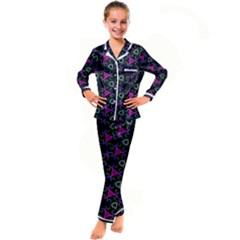 Background-triangle Kid s Satin Long Sleeve Pajamas Set by nateshop