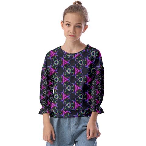 Background-triangle Kids  Cuff Sleeve Top by nateshop