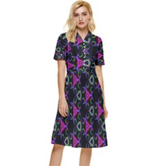 Background-triangle Button Top Knee Length Dress by nateshop