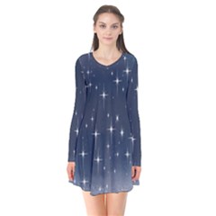 Background-star Long Sleeve V-neck Flare Dress by nateshop