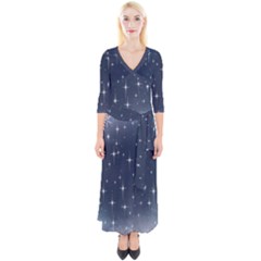 Background-star Quarter Sleeve Wrap Maxi Dress by nateshop