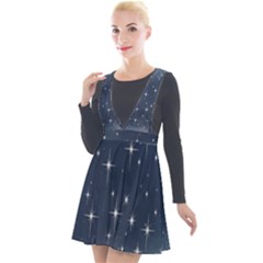 Background-star Plunge Pinafore Velour Dress by nateshop