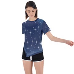 Background-star Asymmetrical Short Sleeve Sports Tee by nateshop