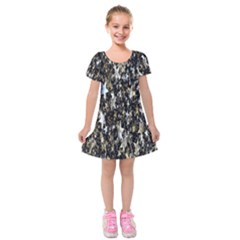 Background-star-white Gold Kids  Short Sleeve Velvet Dress by nateshop