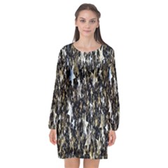 Background-star-white Gold Long Sleeve Chiffon Shift Dress  by nateshop