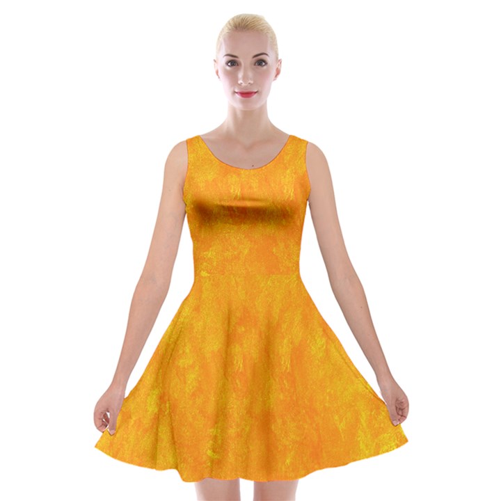 Background-yellow Velvet Skater Dress