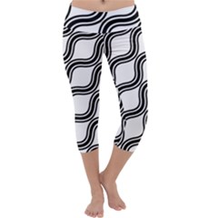 Diagonal-black White Capri Yoga Leggings by nateshop