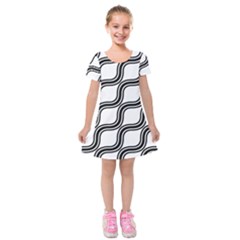 Diagonal-black White Kids  Short Sleeve Velvet Dress by nateshop