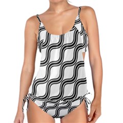 Diagonal-black White Tankini Set by nateshop