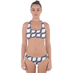 Diagonal-black White Cross Back Hipster Bikini Set by nateshop