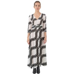 Diagonal-black White Button Up Boho Maxi Dress by nateshop