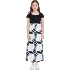 Diagonal-black White Kids  Flared Maxi Skirt by nateshop