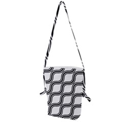 Diagonal-black White Folding Shoulder Bag by nateshop