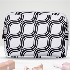 Diagonal-black White Make Up Pouch (medium) by nateshop