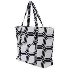 Diagonal-black White Zip Up Canvas Bag by nateshop