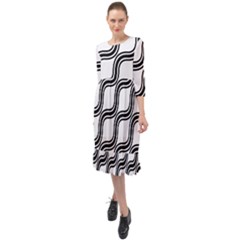 Diagonal-black White Ruffle End Midi Chiffon Dress by nateshop