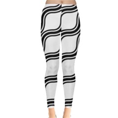 Diagonal-black White Leggings  by nateshop