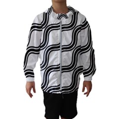 Diagonal-black White Kids  Hooded Windbreaker