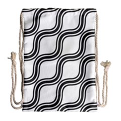 Diagonal-black White Drawstring Bag (large) by nateshop