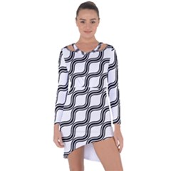 Diagonal-black White Asymmetric Cut-out Shift Dress by nateshop