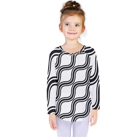 Diagonal-black White Kids  Long Sleeve Tee by nateshop