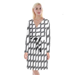 Diagonal-black White Long Sleeve Velvet Front Wrap Dress by nateshop