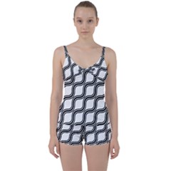 Diagonal-black White Tie Front Two Piece Tankini by nateshop