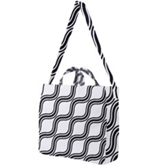 Diagonal-black White Square Shoulder Tote Bag by nateshop