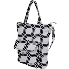 Diagonal-black White Shoulder Tote Bag by nateshop