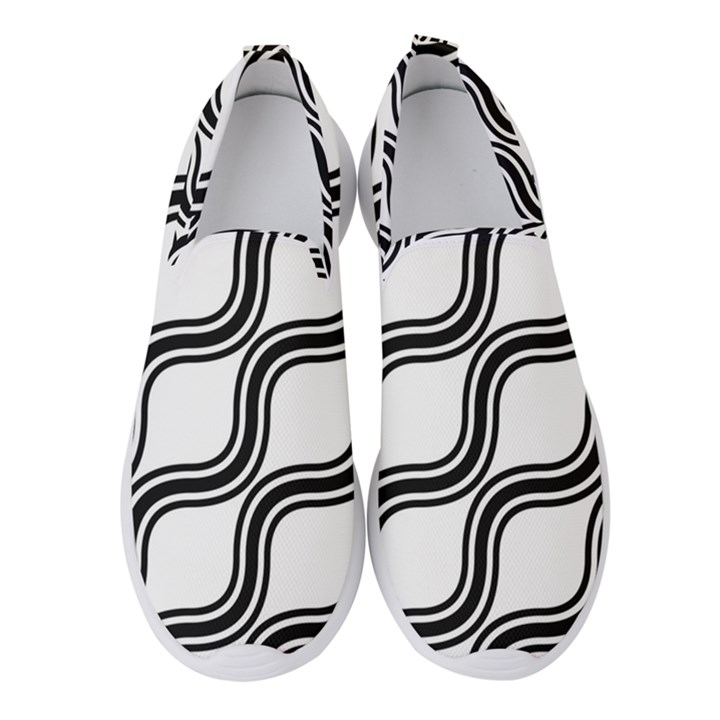 Diagonal-black White Women s Slip On Sneakers