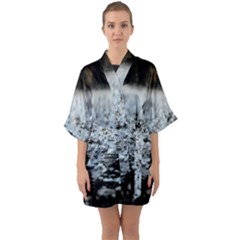  Rain Drops Water Liquid  Half Sleeve Satin Kimono  by artworkshop