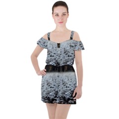  Rain Drops Water Liquid  Ruffle Cut Out Chiffon Playsuit by artworkshop