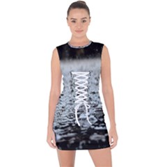  Rain Drops Water Liquid  Lace Up Front Bodycon Dress by artworkshop