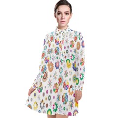  Background Chromatic Colorful Long Sleeve Chiffon Shirt Dress