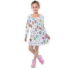  Background Chromatic Colorful Kids  Long Sleeve Velvet Dress by artworkshop