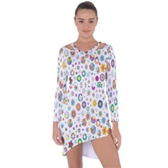  Background Chromatic Colorful Asymmetric Cut-out Shift Dress by artworkshop