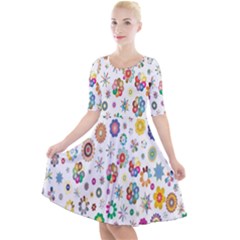  Background Chromatic Colorful Quarter Sleeve A-line Dress by artworkshop