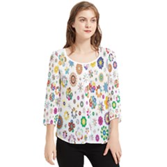  Background Chromatic Colorful Chiffon Quarter Sleeve Blouse