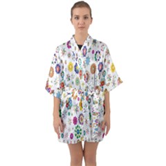  Background Chromatic Colorful Half Sleeve Satin Kimono  by artworkshop