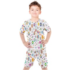  Background Chromatic Colorful Kids  Tee And Shorts Set by artworkshop