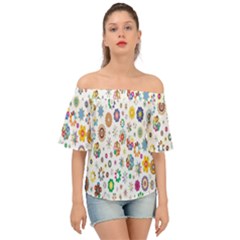  Background Chromatic Colorful Off Shoulder Short Sleeve Top by artworkshop