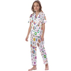  Background Chromatic Colorful Kids  Satin Short Sleeve Pajamas Set