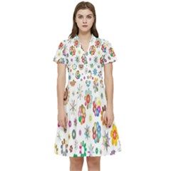  Background Chromatic Colorful Short Sleeve Waist Detail Dress by artworkshop