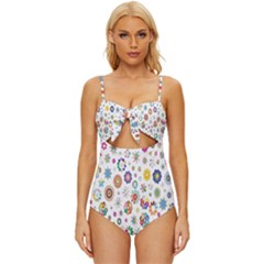  Background Chromatic Colorful Knot Front One-piece Swimsuit by artworkshop