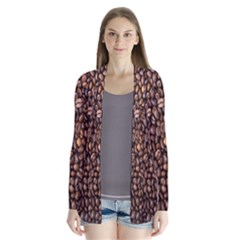 Coffee Beans Food Texture Drape Collar Cardigan by artworkshop