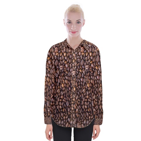 Coffee Beans Food Texture Womens Long Sleeve Shirt by artworkshop