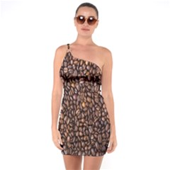 Coffee Beans Food Texture One Soulder Bodycon Dress by artworkshop