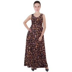 Coffee Beans Food Texture Empire Waist Velour Maxi Dress by artworkshop