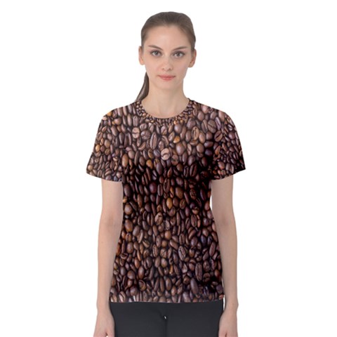 Coffee Beans Food Texture Women s Sport Mesh Tee by artworkshop